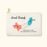 Personalized Long Distance State Map Makeup Bag with Name and Text Portable Travel Accessory Birthday Graduation Gift for Her