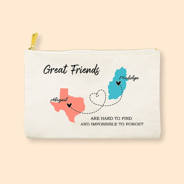 Bolsa de maquillaje personalizada con nombre y texto Mapa del Estado Accesorio de viaje portátil Regalo de cumpleaños Graduación para ella