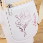 Personalized Waterproof Birth Flower Water Bottle Carrier Bag Pouch for 40oz Stanley with Adjustable Strap and Free Straw Topper Birthday Gift for Her