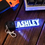 Personalised LED Light Up Acrylic Keychain Bag Tag with Name and 7 Light Modes Birthday Gift for Friends
