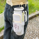 Personalized Waterproof Birth Flower Water Bottle Carrier Bag Pouch for 40oz Stanley with Adjustable Strap and Free Straw Topper Birthday Gift for Her