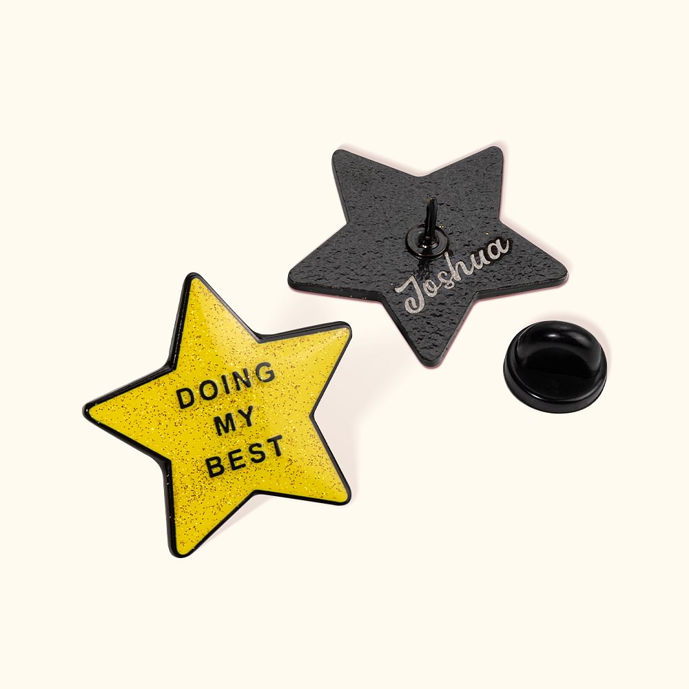 Broche d'Étoile Pailletée Jaune Personnalisée avec Texte au Dos à Carte Arc-en-Ciel Cadeau Anniversaire Encouragement pour Ami Collège Famille