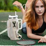 Personalised Water Bottle Carrier Bag for 40oz Stanley Tumbler with Embroidered Name and Letter Pendant Travel Accessories Birthday Gift for Her