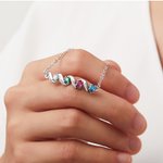 Personalised Dainty 1-6 Birthstones Bracelet with Engraved Names Birthday Anniversary Gift for Mom Grandma