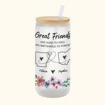 Personalisierte Long Distance State Map 20oz mattiert kann Glas Becher mit Namen und Text Housewarming Graduierung Geschenk für Freund