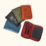 Personalized Birth Flower Name Leather Notebook Organizer with Notebook and Pen Storage Travel Accessory Birthday Gift for Travel Lovers