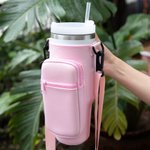 Personalised Water Bottle Carrier Bag for 40oz Stanley Tumbler with Embroidered Name and Letter Pendant Travel Accessories Birthday Gift for Her