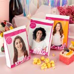 Personalized Oil-Proof Pink Doll Photo Name Treat Bags Set of 5 Birthday Graduation Party Favor Gift for Girl