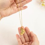 Personalized Engraved Baby Foot Pendant Necklace with Birth Announcement and Birthstone Birthday Baby Shower Gift for Kid New Mom