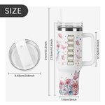 Personalized Cute Cartoon Girl Pink Flower Butterfly 40oz Tumbler with Name Birthday Anniversary Friendship Gift for Women