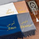 Personalised Arabic Velvet Prayer Mat with Embroidery Name Wedding Eid Gift for Islamic Family Friend