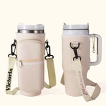 Personalised Water Bottle Carrier Bag for 40oz Stanley Tumbler with Embroidered Name and Letter Pendant Travel Accessories Birthday Gift for Her