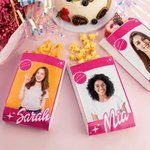 Personalized Oil-Proof Pink Doll Photo Name Treat Bags Set of 5 Birthday Graduation Party Favor Gift for Girl