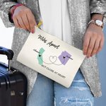 Personalized Long Distance State Map Makeup Bag with Name and Text Portable Travel Accessory Birthday Graduation Gift for Her
