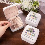 Boîte à Bijoux Portable Personnalisée avec 1-6 Fleurs de Naissance Cadeau de Remerciement Fête de l'Enseignant pour Professeur