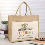 Personalised Teachers Plant Seeds 1-6 Birth Flowers Jute Bag Teacher's Day Gratitude Graduation Gift for Teacher