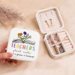 Boîte à Bijoux Portable Personnalisée avec 1-6 Fleurs de Naissance Cadeau de Remerciement Fête de l'Enseignant pour Professeur
