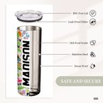 Henkilökohtainen Pickleball Värikäs nimi 20oz Skinny Tumbler oljen kanssa puhdistus harja Syntymäpäivä lahja Pickleball Fan Sport Lover