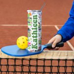 Henkilökohtainen Pickleball Värikäs nimi 20oz Skinny Tumbler oljen kanssa puhdistus harja Syntymäpäivä lahja Pickleball Fan Sport Lover