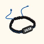 Personalized Thin Blue Line Adjustable Braided Bracelet with 3D Printing Badge Number Anniversary Birthday Gift for Police Family