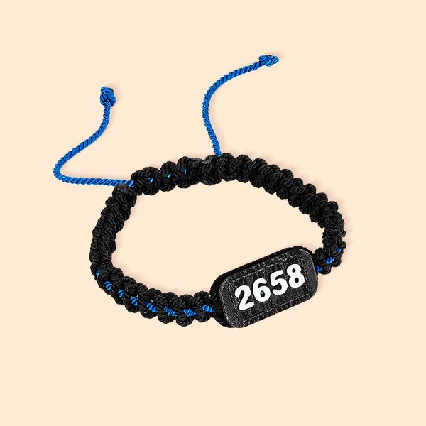 Personalized Thin Blue Line Adjustable Braided Bracelet with 3D Printing Badge Number Anniversary Birthday Gift for Police Family