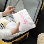 Bolsa de maquillaje de lona personalizada con nombre de purpurina Accesorio de viaje portátil Regalo de boda de cumpleaños para mujer
