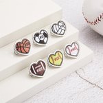 Personalized Basketball Football Softball Baseball Sports Heart Shoes Charms with Number Set of 2 Game Day Gift for Sport Lover