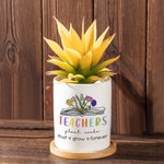 Personalisierter Blumentopf Pflanztopf mit Buchensockel 1-6 Geburtsblume Weltlehrertag Graduierung Wertschätzung Geschenk für Lehrer