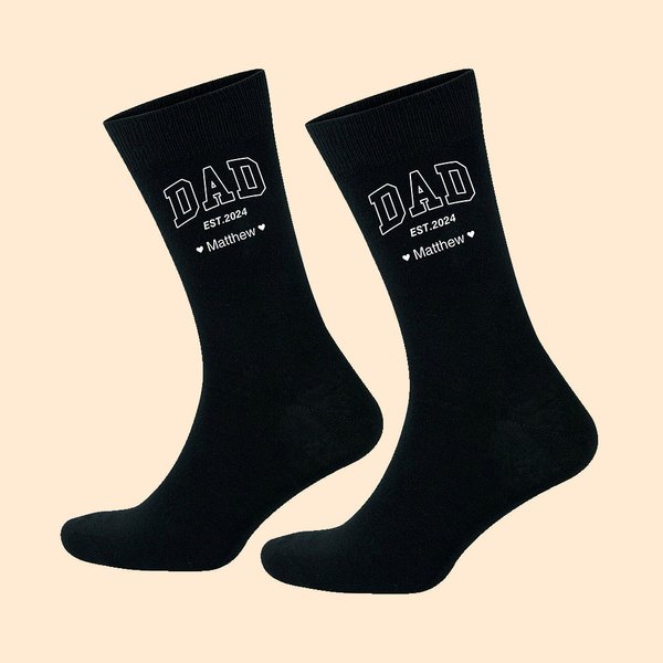 Personalisierte Papa Papa Papa Opa weiche 100% Baumwolle Crew Socken mit 1-12 Kindernamen und Jahr Vatertag Geburtstag Geschenk für Männer