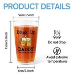 Vaso de cerveza personalizado Drink Up Daddy We Won't Tell Mam Fist Bump 16oz con 1-4 nombres de niños y texto Regalo de cumpleaños del Día del Padre 