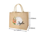 Personalisierte Aquarell Geburt Blume Golf Jute Tragetasche mit Namen große Kapazität Reise-Zubehör Geburtstag Spiel Tag Geschenk für Golfliebhaber