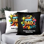 Personalized Best Dad Repair Tool Throw Pillow Cover with 1-8 Kid Names Father's Day Birthday Gift for Dad Grandpa