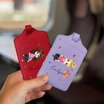 Personalisierte Multicolor Cartoon Frauen Mädchen Geburt Blume PU Leder Gepäckanhänger mit Namen Reisezubehör Geburtstag Geschenk für sie