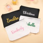 Bolsa de maquillaje de lona personalizada con nombre de purpurina Accesorio de viaje portátil Regalo de boda de cumpleaños para mujer