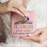 Boîte à Bijoux Portable Personnalisée avec 1-6 Fleurs de Naissance Cadeau de Remerciement Fête de l'Enseignant pour Professeur