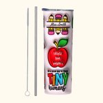 Personalisierte 3D aufgeblasenen Effekt Apple Pencil Rainbow Design 20oz Skinny Becher mit Namen Deckel und Stroh Wertschätzung Teacher's Day Geschenk