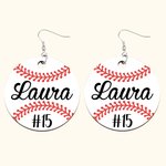 Personalisierte Runde Baseball Softball hölzerne Ohrringe mit Namen und Nummer Geburtstag Jahrestag Geschenk für Sportliebhaber