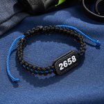 Personalized Thin Blue Line Adjustable Braided Bracelet with 3D Printing Badge Number Anniversary Birthday Gift for Police Family