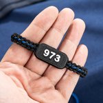 Personalized Thin Blue Line Adjustable Braided Bracelet with 3D Printing Badge Number Anniversary Birthday Gift for Police Family