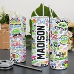 Henkilökohtainen Pickleball Värikäs nimi 20oz Skinny Tumbler oljen kanssa puhdistus harja Syntymäpäivä lahja Pickleball Fan Sport Lover