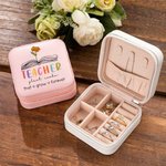 Boîte à Bijoux Portable Personnalisée avec 1-6 Fleurs de Naissance Cadeau de Remerciement Fête de l'Enseignant pour Professeur