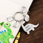 Personalized Engraved 1-10 Dinosaur Keychain with Names Father's Day Birthday Gift for Dad Grandpa
