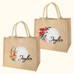 Personalisierte Aquarell Geburt Blume Golf Jute Tragetasche mit Namen große Kapazität Reise-Zubehör Geburtstag Spiel Tag Geschenk für Golfliebhaber