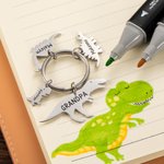 Personalized Engraved 1-10 Dinosaur Keychain with Names Father's Day Birthday Gift for Dad Grandpa