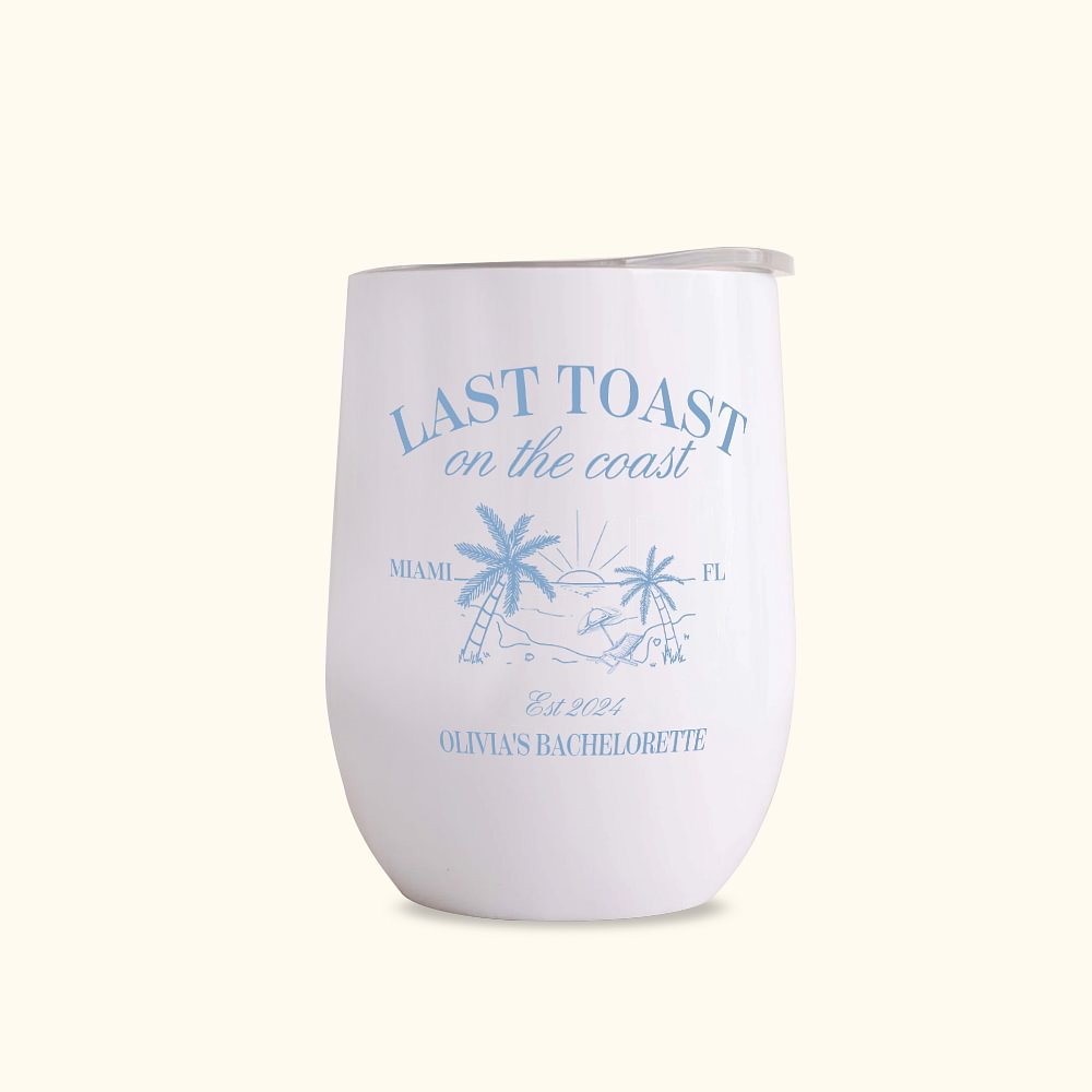 Gobelet Isotherme 350 ml Personnalisé avec Nom Cadeau de Plage pour Demoiselle d'Honneur Femme