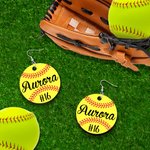 Personalisierte Runde Baseball Softball hölzerne Ohrringe mit Namen und Nummer Geburtstag Jahrestag Geschenk für Sportliebhaber