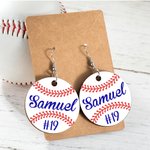 Personalisierte Runde Baseball Softball hölzerne Ohrringe mit Namen und Nummer Geburtstag Jahrestag Geschenk für Sportliebhaber