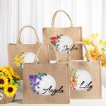 Personalisierte Aquarell Geburt Blume Golf Jute Tragetasche mit Namen große Kapazität Reise-Zubehör Geburtstag Spiel Tag Geschenk für Golfliebhaber
