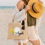 Personalisierte Aquarell Geburt Blume Golf Jute Tragetasche mit Namen große Kapazität Reise-Zubehör Geburtstag Spiel Tag Geschenk für Golfliebhaber