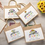 Personalised Teachers Plant Seeds 1-6 Birth Flowers Jute Bag Teacher's Day Gratitude Graduation Gift for Teacher